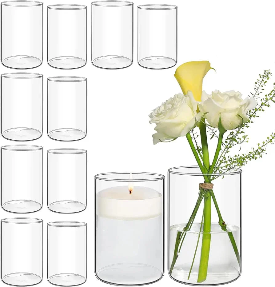 jarrones cilíndricos de cristal