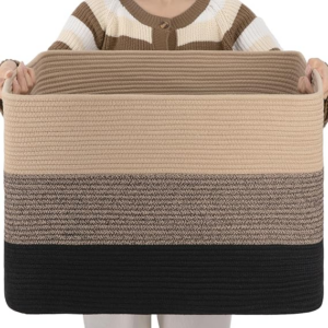 Cesta Rectangular Grande de Cuerda Algodón