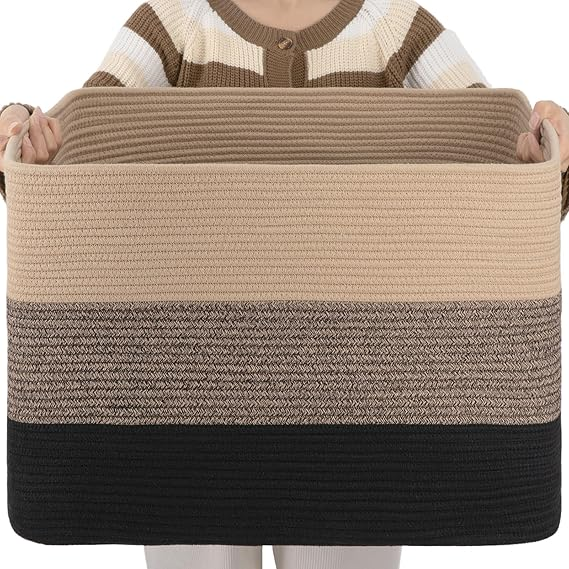 Cesta Rectangular Grande de Cuerda Algodón